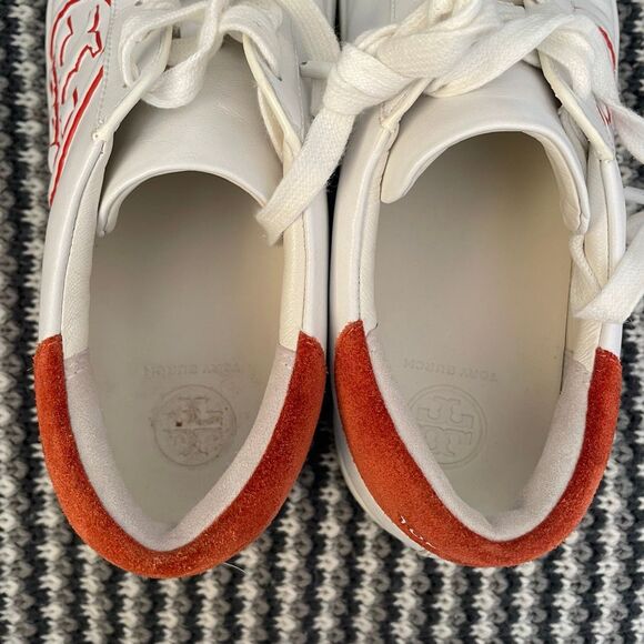 Tory Burch white/orange sneakers women’s shoe size 7 - Picture 10 of 11